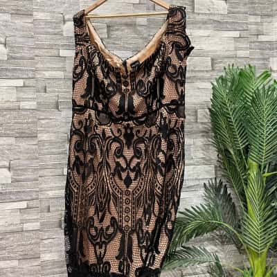 City Chic Womens  Size 20 / XL Midi Dress Beige / Black  