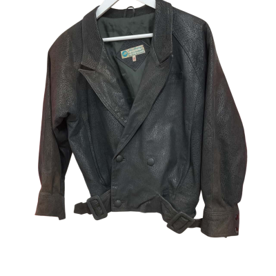 VINTAGE - Unisex Black Leather Jacket 