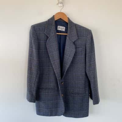 Skirtmaster Petites Grey Blue Checked Blazer  Size L 