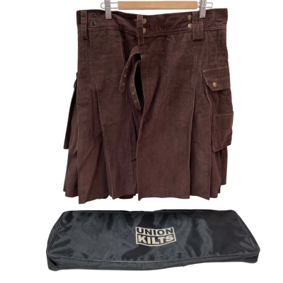  ‘Union Kilt’ Brown Corduroy Kilt Size M/30 - Complete with Zip Bag