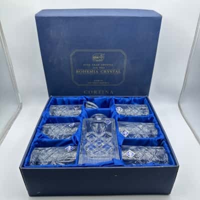 Bohemia Crystal 24% PbO Lead Crystal Cortina 7 Piece Decanter Set