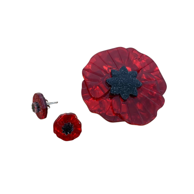 Erstwilder Poppy Field Brooch & Earrings