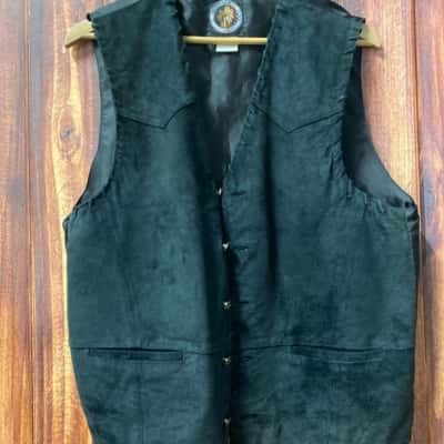 Genuine suede leather black vest size m