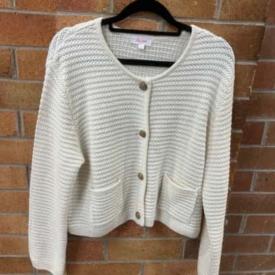  Womens Lily Loves Size L Cream knitted Cardigan 
