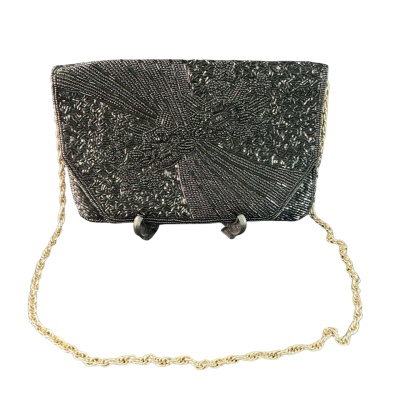  Vintage beaded black evening bag