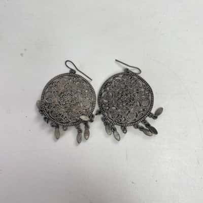 Round Open-Work Filigree Dangle Earrings