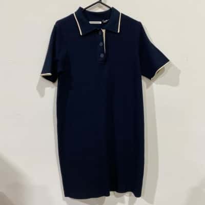 Country Road Rib Knit Polo Dress Womens  Size M Blue RRP$159.00