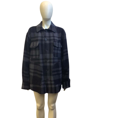 R.M.Williams Mens  Size L Plaid Wool Blend Winter Shacket Navy/Blue 
