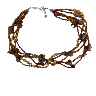  Womens Necklace Brown Stone