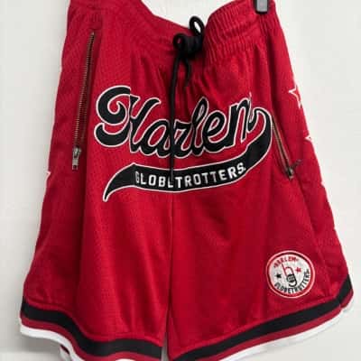  Mens Red Harlem Globetrotters basketball shorts