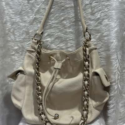 Oroton Womens Cream drawstring bag