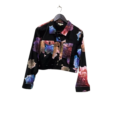  Womens  Size 6 / 8 Cropped Jacket Black  / Floral 