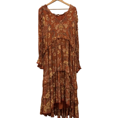 Spell & The Gypsy Collective Aurora Boho Maxi Dress XXL Beige / Burnt Orange / Purple 