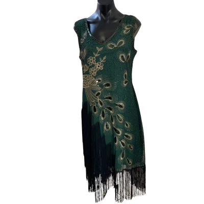 Vintage style Womens  Size L Cocktail Dress Black  / Green 