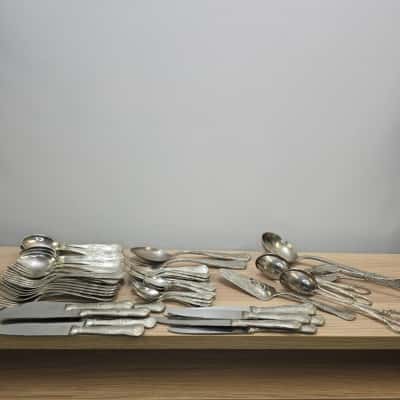 Super Inox 'Kings Pattern' Vintage Ornate Silver-Plated Cutlery Set – 67 Pieces