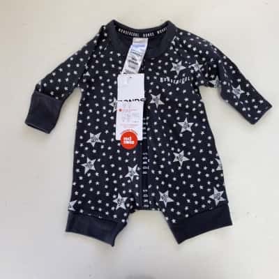 Bonds Baby Black Star Print Onesie Overall Size 00000