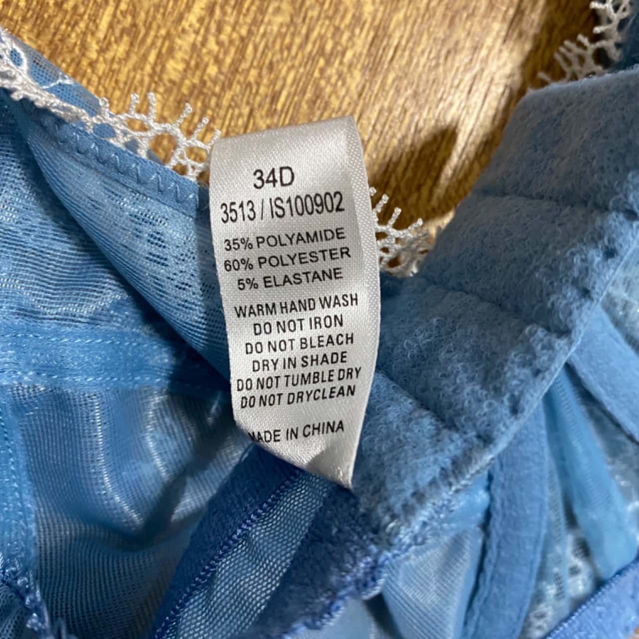 Intimo Sizing Intimo Womens Size 34D Blue / White unpadded