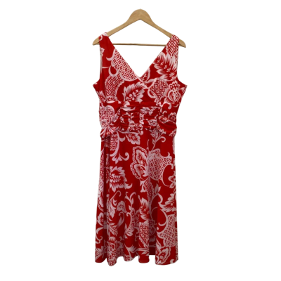 Sequel  Womens  Size 16 Floral Sleeveless Dress  Red / White 