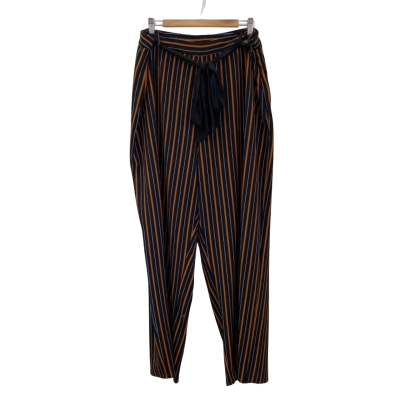 City Chic Womens  Size M Ankle Length Pants Black  / Orange / Striped 