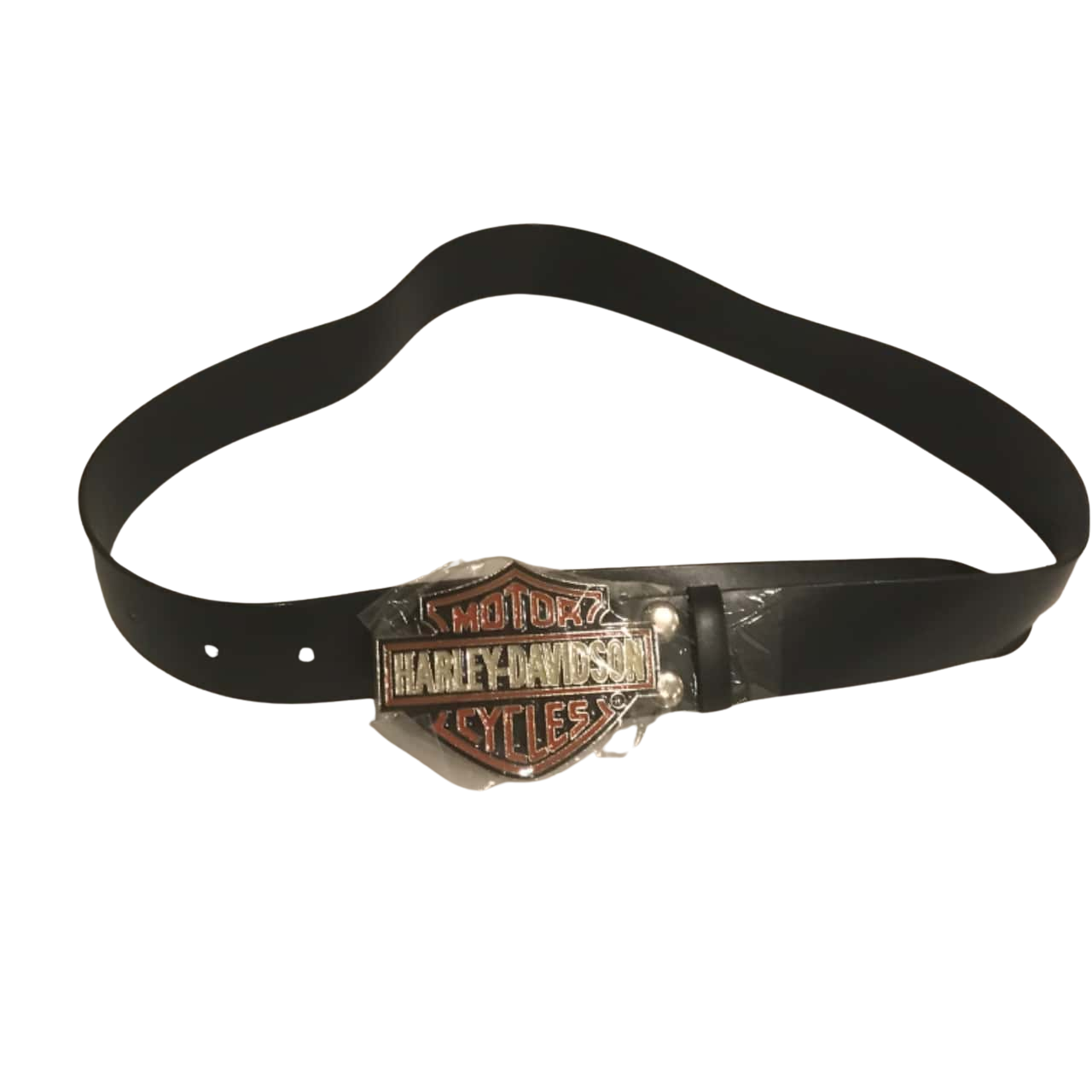 Harley Davidson Belt Buckle on Black Vinyl Belt Mens (s)