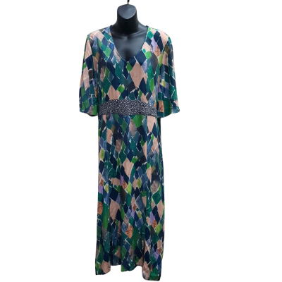 FOIL Clothing Size 16 Harlequin Print Pattern Short Sleeve Maxi Dress