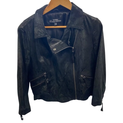 Just Jeans Womens  Size 14 Biker Jacket / Leather Jacket Black  