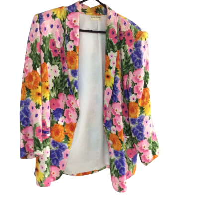  Womens  Size 12 Blazer Floral / Orange / Pink  