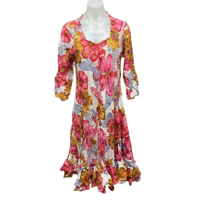 Sun ‘N’ Sand Womens 100% Cotton Size L Midi Dress Floral / Pattern 