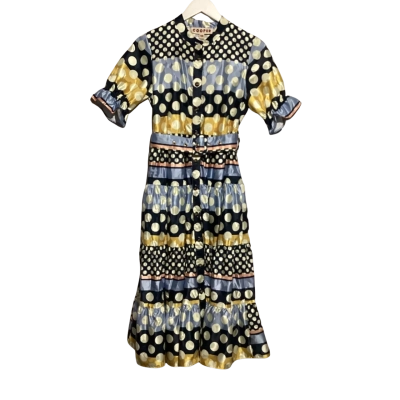 Cooper Womens  Size XS Cocktail Dress Blue / Pink  / Polka Dot / White / Yellow 