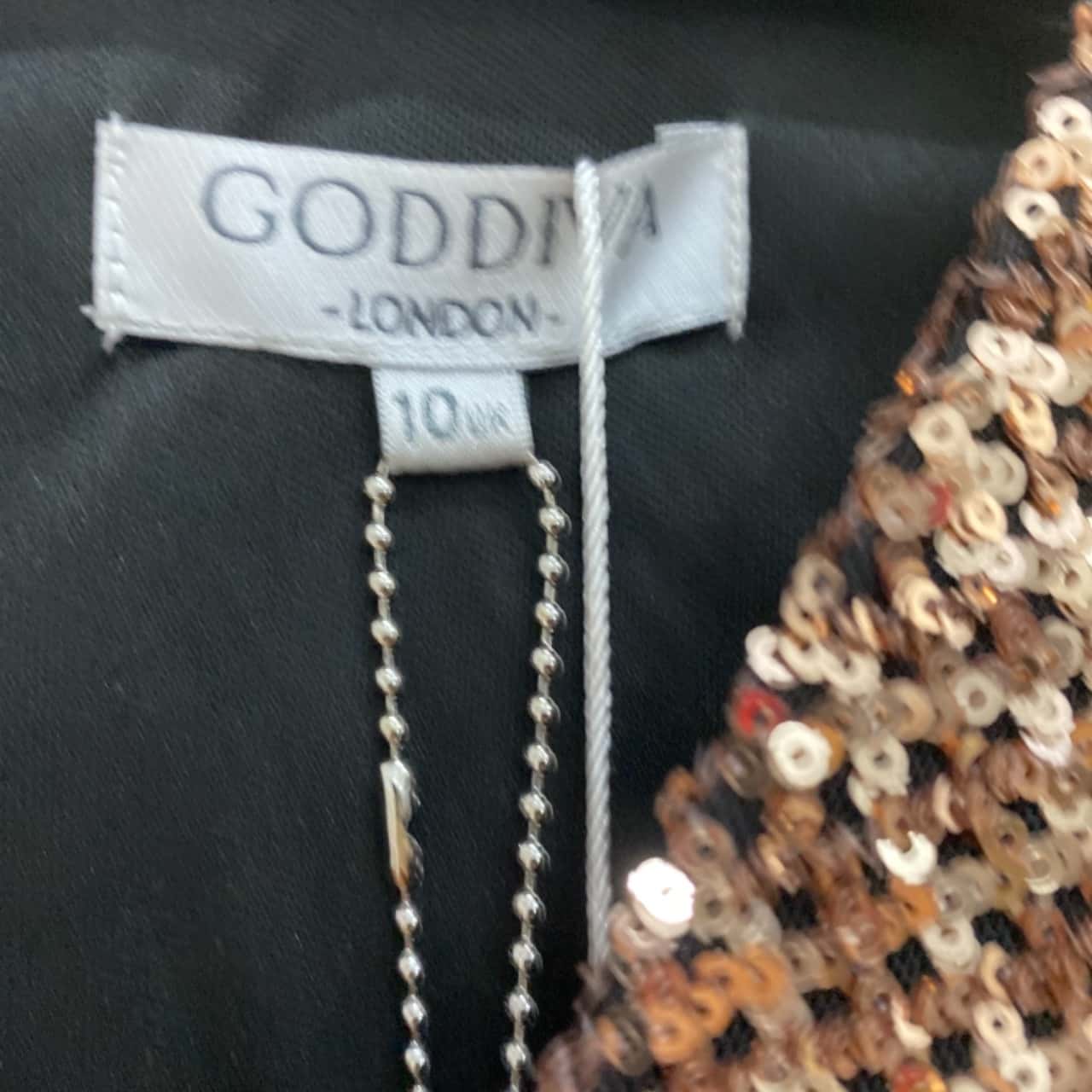 Goddiva Size 10 Party Dress Black /Rose Gold (s)