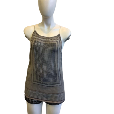 Massimo Dutti Women's Size US 6 Silk Cami Grey / Pattern 