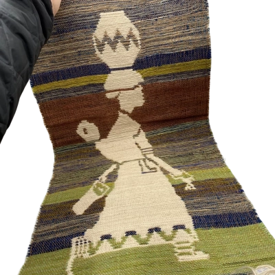 Beautiful Woven Wall Hanging. African woman with Babe Approximately 90 x 50 cm ( without tassels).  (Brica1)