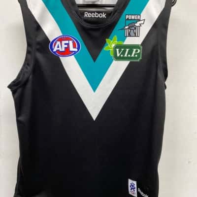 Port Adelaide AFL Mens  Size M Black  / Teal / White gurnsey 