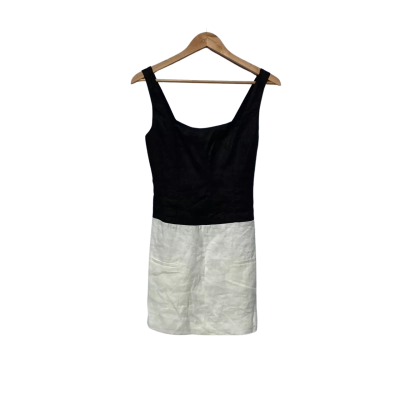Forever New  Size 6 Black  / White Linen Mini Dress 