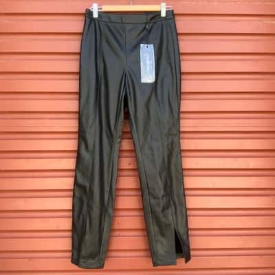 Mossman Womens Size 10 Black Full Length Faux Leather Pants 