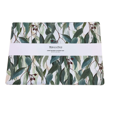 Brand New Morgan & Finch Cork Back Placemat Set Flowering Gumnut Print 