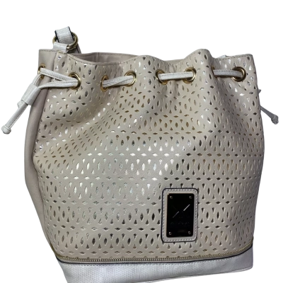 Kardashian Kollection  Collection cream and gold laser-cut bucket bag, 