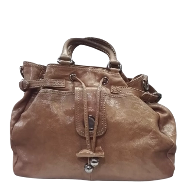 Oroton Womens Drawstring Closure Handbag Brown 