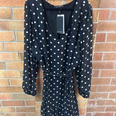 Portmans Curve  Womens  Size 22 Midi Dress Black  / Polka Dot / White 