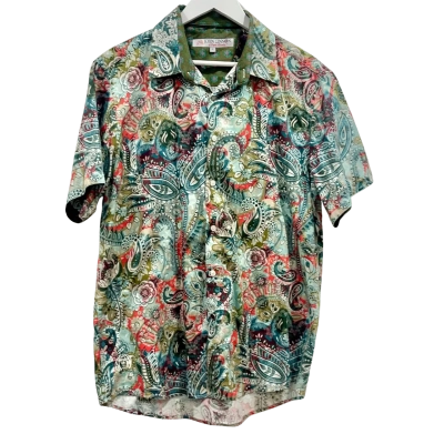 John Lennon Green Paisley Patterned Short Sleeve Shirt Size XL 