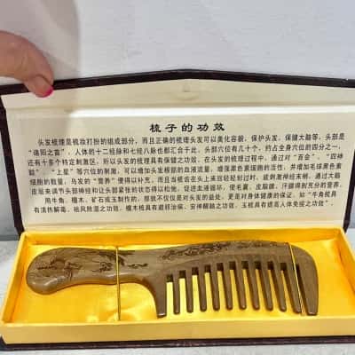 Hand Carved Wooden Comb in Original Box 