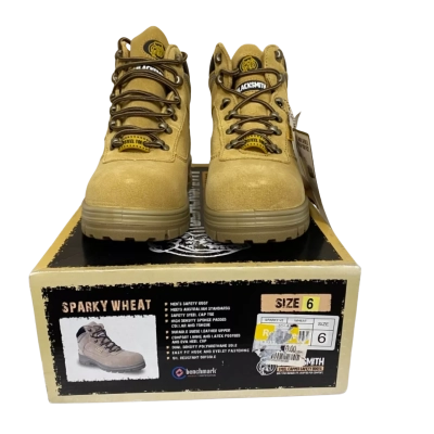Mens Beige Sparky Steel Capped Safety Boots Size 6