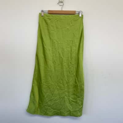 Dotti Green Satin Look Maxi Skirt  Size 12 