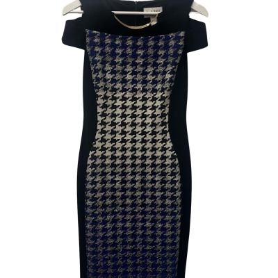 Joseph Ribkoff Womens  Size 8 Midi Dress / Sleeveless Dress  Black  / Blue / Pattern / White 