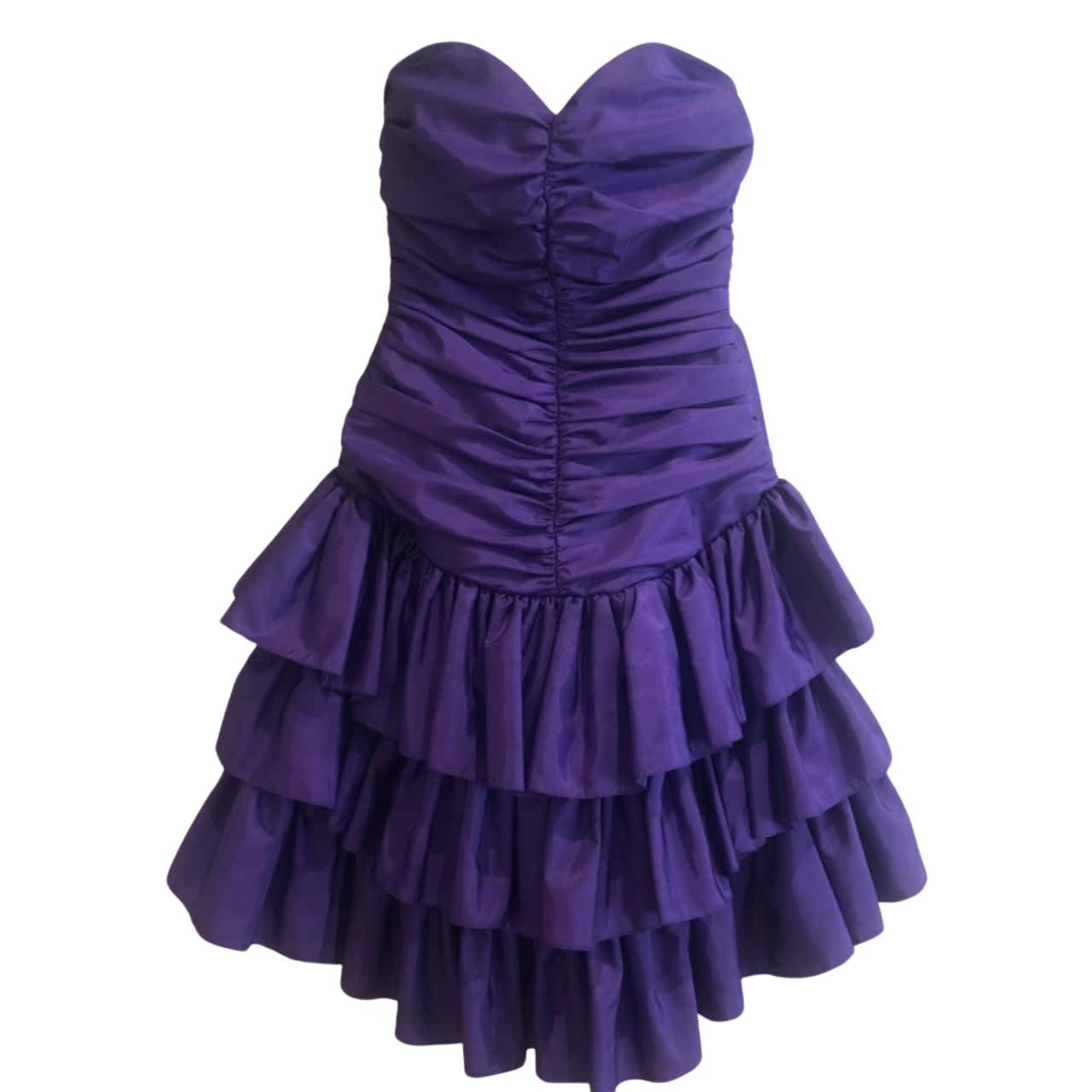 Mr Simon. Vintage 80s or 90s Purple Ruched Short Dress. Size 10 (s)