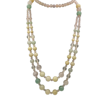  Womens Beaded Necklace Cream / Green / Pink  