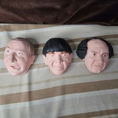 Vintage Three Stooges Chalkware Heads