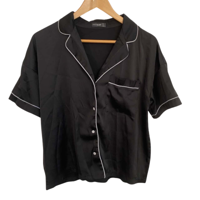MinxSleep Womens  Size S Short Sleeve Pyjama Shirt Black  