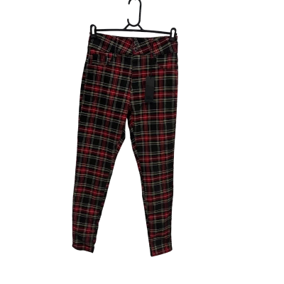 City Chic Red Checkered Harley High Rise Pants Size 14