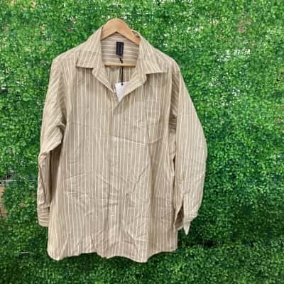  Womens  Size 18 Long Sleeve Shirt Beige / Striped / White 